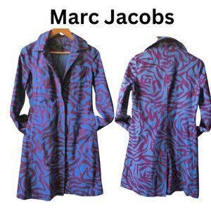 Marc Jacobs Designer  Blue/Purple Rose Design Fall/ Winter Peacoat Jacket/ Coat